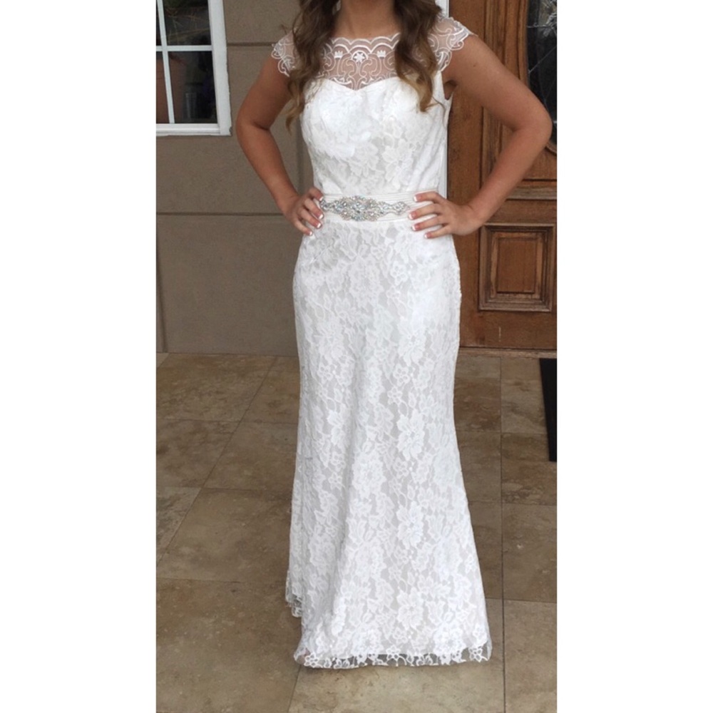 Long white laced dress